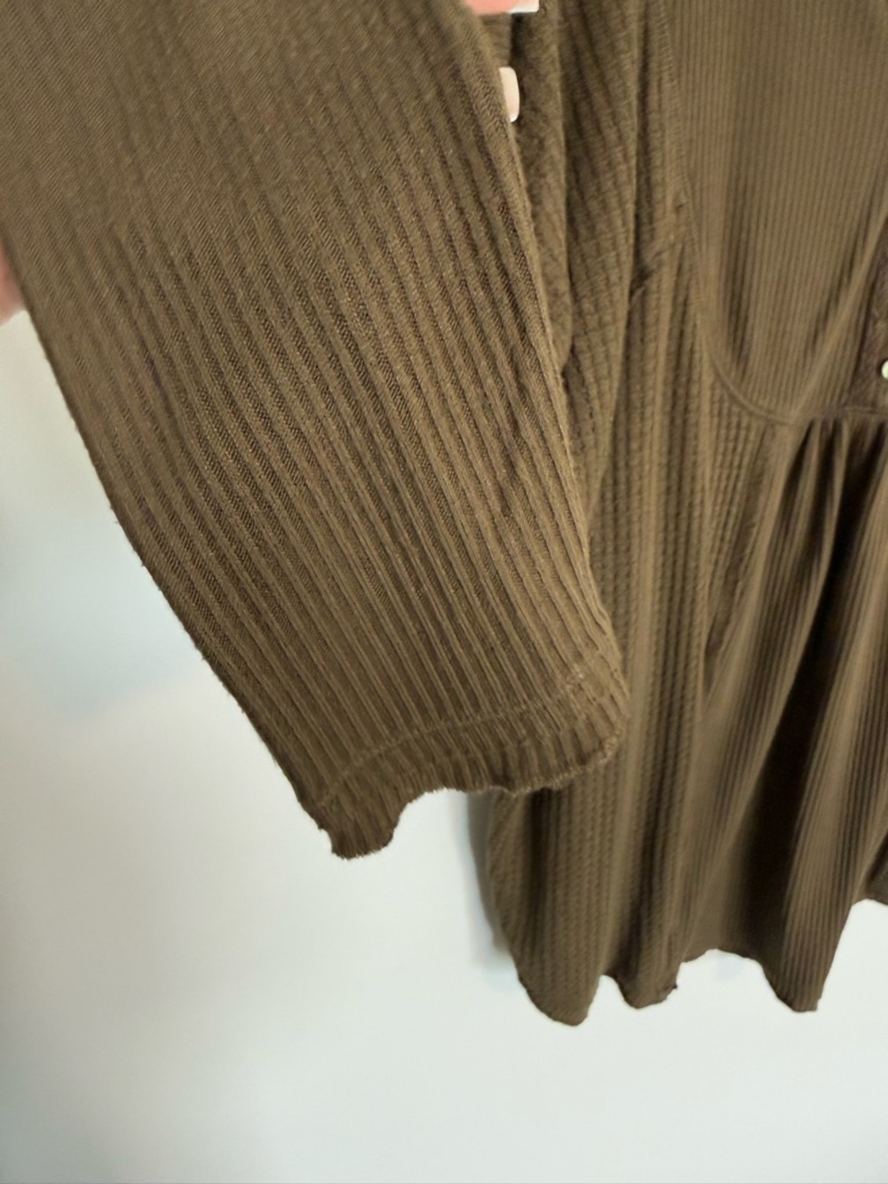 Free People Olive Waffle Henley Long-Sleeve Top - Picture 5 of 8